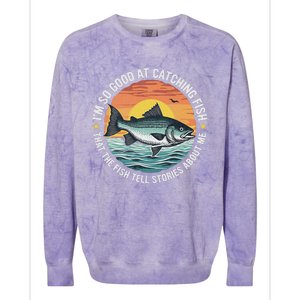 Bass Fishing Angler Funny Fisherman Catching Fish Colorblast Crewneck Sweatshirt