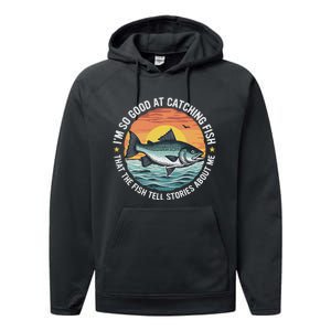 Bass Fishing Angler Funny Fisherman Catching Fish Performance Fleece Hoodie