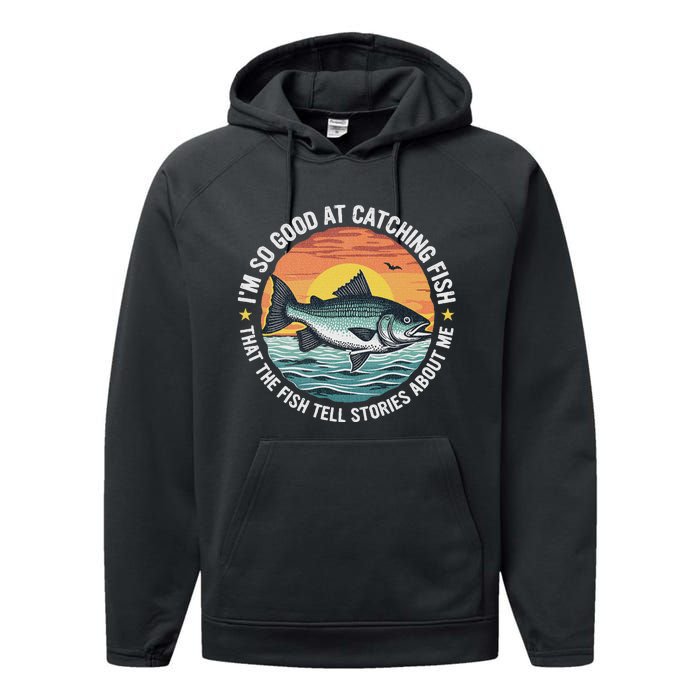 Bass Fishing Angler Funny Fisherman Catching Fish Performance Fleece Hoodie