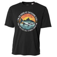 Bass Fishing Angler Funny Fisherman Catching Fish Cooling Performance Crew T-Shirt