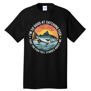 Bass Fishing Angler Funny Fisherman Catching Fish Tall T-Shirt