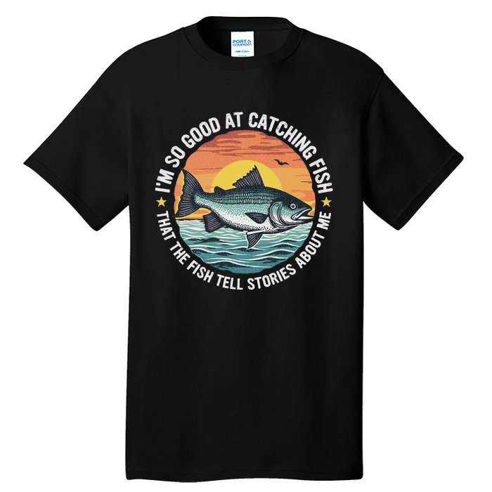 Bass Fishing Angler Funny Fisherman Catching Fish Tall T-Shirt