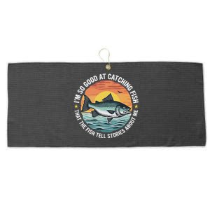 Bass Fishing Angler Funny Fisherman Catching Fish Large Microfiber Waffle Golf Towel