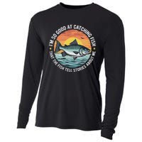 Bass Fishing Angler Funny Fisherman Catching Fish Cooling Performance Long Sleeve Crew