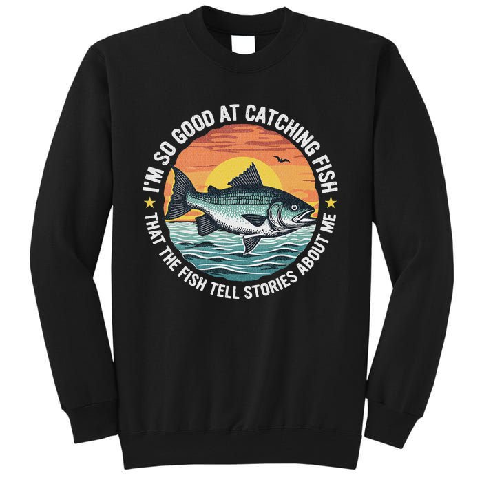 Bass Fishing Angler Funny Fisherman Catching Fish Tall Sweatshirt