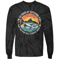 Bass Fishing Angler Funny Fisherman Catching Fish Tie-Dye Long Sleeve Shirt