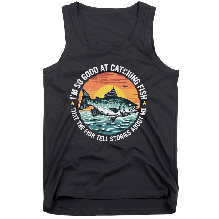 Bass Fishing Angler Funny Fisherman Catching Fish Tank Top