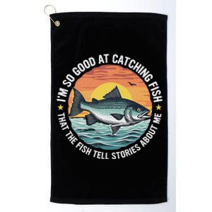 Bass Fishing Angler Funny Fisherman Catching Fish Platinum Collection Golf Towel