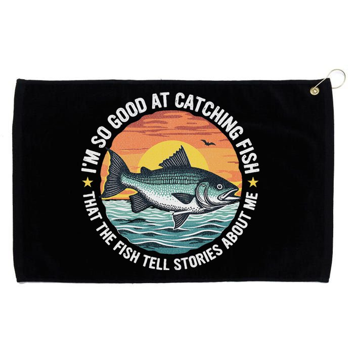 Bass Fishing Angler Funny Fisherman Catching Fish Grommeted Golf Towel