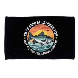 Bass Fishing Angler Funny Fisherman Catching Fish Microfiber Hand Towel