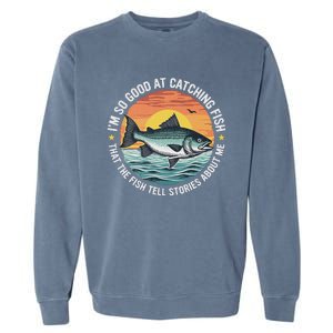 Bass Fishing Angler Funny Fisherman Catching Fish Garment-Dyed Sweatshirt