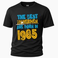 Best Fishermen Are Born In 1985 36th Birthday Fishing Retro Cooling Performance Crew T-Shirt