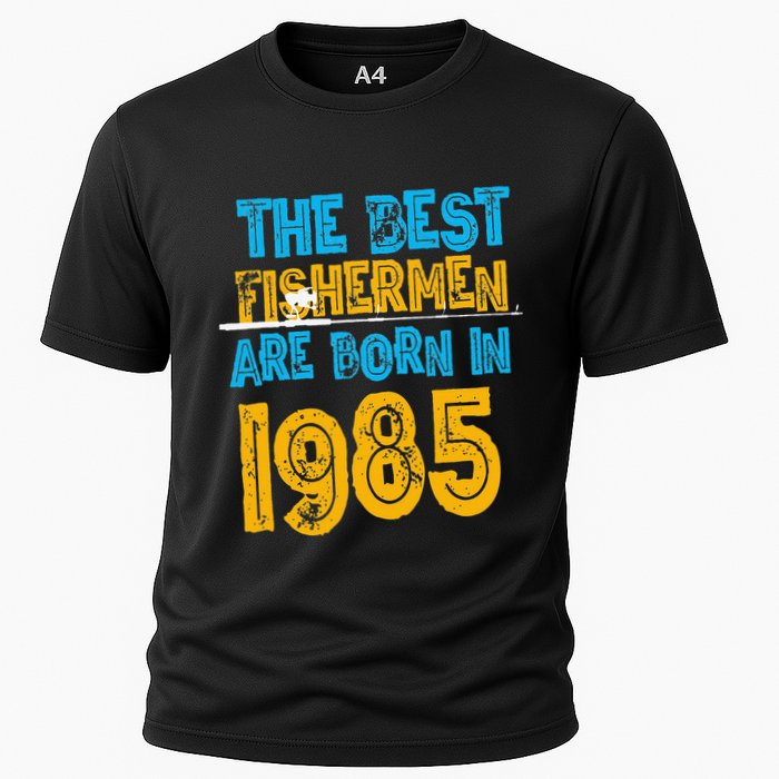 Best Fishermen Are Born In 1985 36th Birthday Fishing Retro Cooling Performance Crew T-Shirt