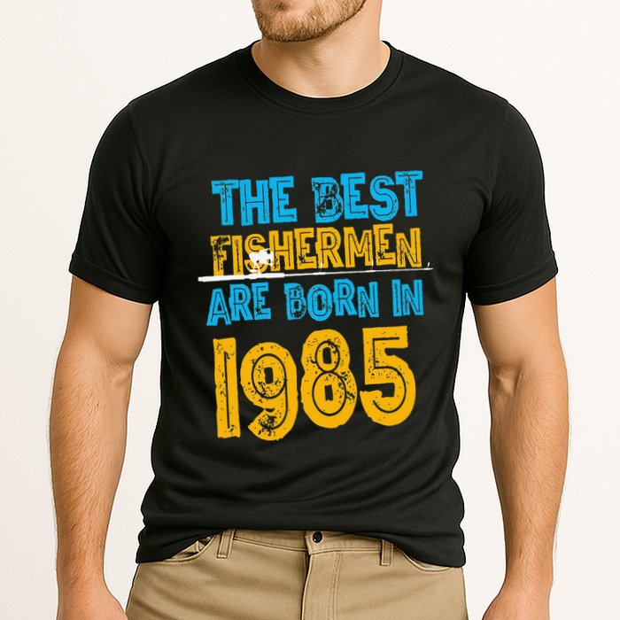 Best Fishermen Are Born In 1985 36th Birthday Fishing Retro Cooling Performance Crew T-Shirt
