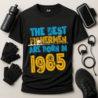 Best Fishermen Are Born In 1985 36th Birthday Fishing Retro Cooling Performance Crew T-Shirt