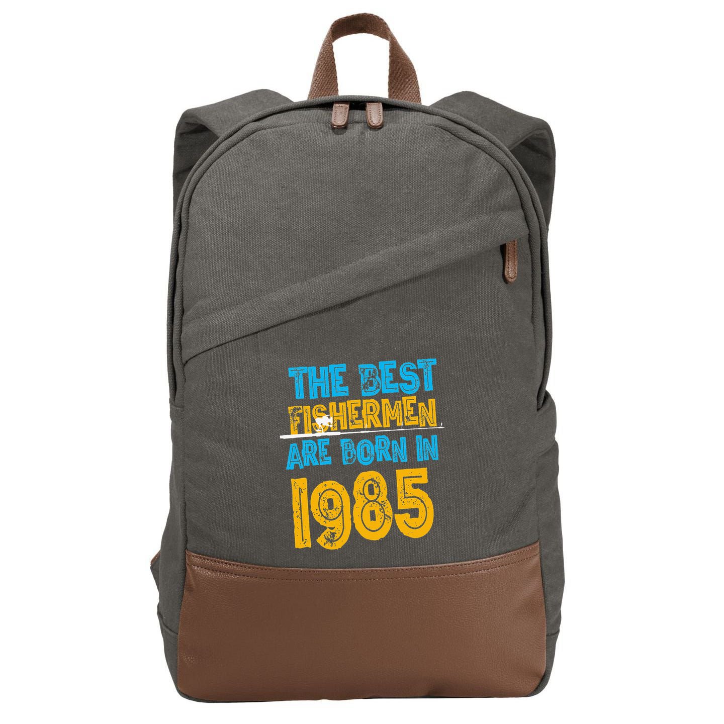 Best Fishermen Are Born In 1985 36th Birthday Fishing Retro Cotton Canvas Backpack