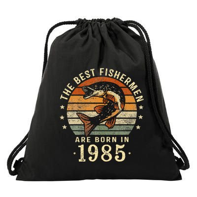Best Fishermen Are Born In 1985 38th Birthday Fishing Gifts Drawstring Bag