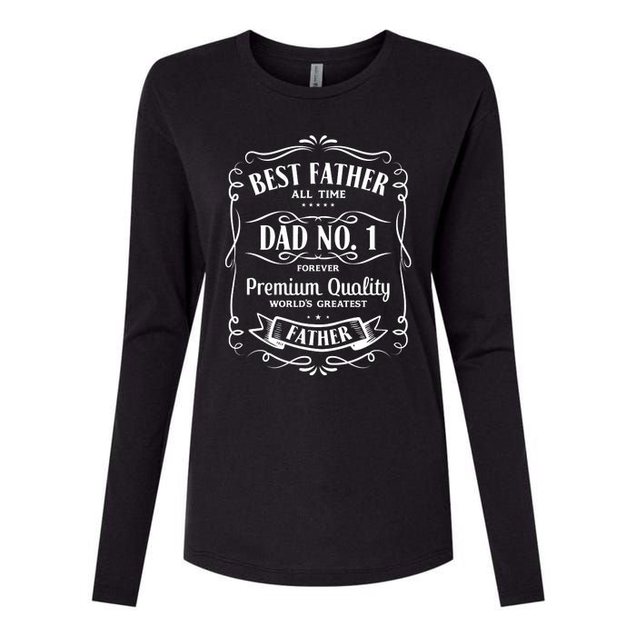 Best Father All Time No. 1 Premium Quality Print Womens Cotton Relaxed Long Sleeve T-Shirt