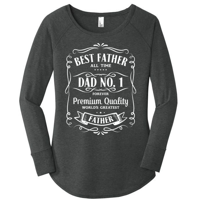 Best Father All Time No. 1 Premium Quality Print Women's Perfect Tri Tunic Long Sleeve Shirt