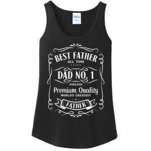 Best Father All Time No. 1 Premium Quality Print Ladies Essential Tank