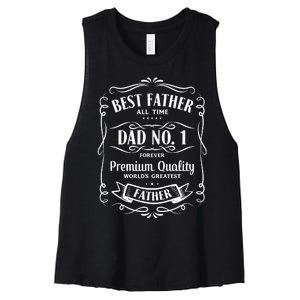 Best Father All Time No. 1 Premium Quality Print Women's Racerback Cropped Tank