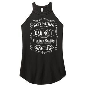 Best Father All Time No. 1 Premium Quality Print Women's Perfect Tri Rocker Tank