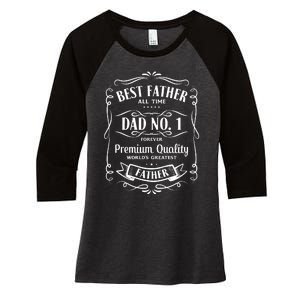 Best Father All Time No. 1 Premium Quality Print Women's Tri-Blend 3/4-Sleeve Raglan Shirt