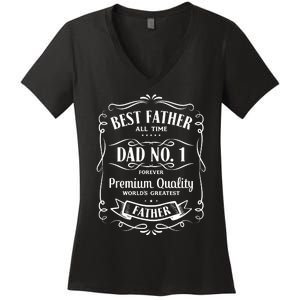 Best Father All Time No. 1 Premium Quality Print Women's V-Neck T-Shirt