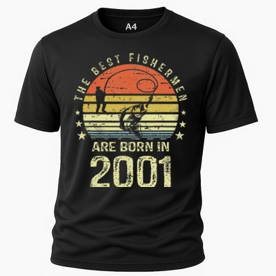 Best Fishermen Are Born In 2001 20th Birthday Fishing Gift Cooling Performance Crew T-Shirt