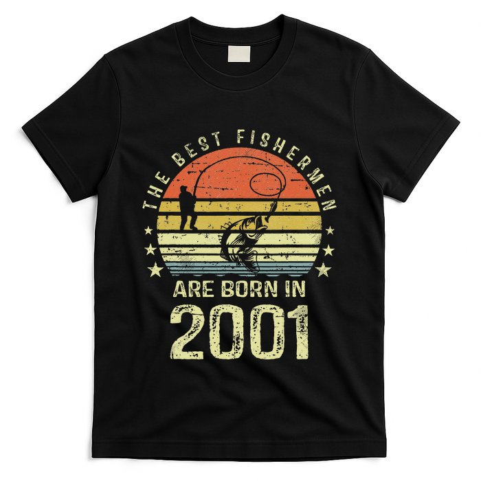 Best Fishermen Are Born In 2001 20th Birthday Fishing Gift T-Shirt