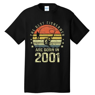 Best Fishermen Are Born In 2001 20th Birthday Fishing Gift Tall T-Shirt