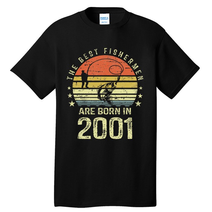 Best Fishermen Are Born In 2001 20th Birthday Fishing Gift Tall T-Shirt