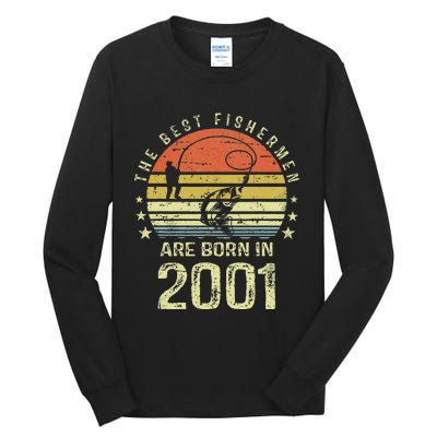 Best Fishermen Are Born In 2001 20th Birthday Fishing Gift Tall Long Sleeve T-Shirt