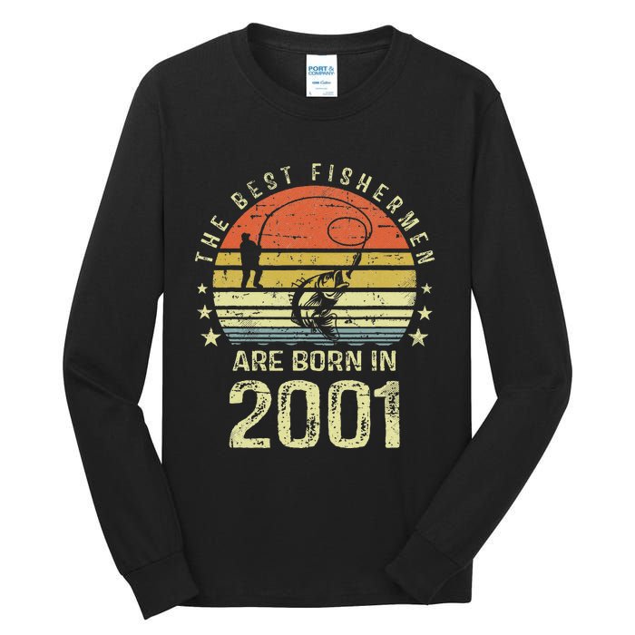 Best Fishermen Are Born In 2001 20th Birthday Fishing Gift Tall Long Sleeve T-Shirt