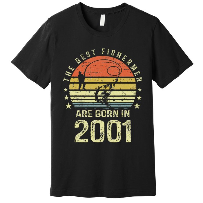 Best Fishermen Are Born In 2001 20th Birthday Fishing Gift Premium T-Shirt