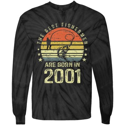 Best Fishermen Are Born In 2001 20th Birthday Fishing Gift Tie-Dye Long Sleeve Shirt