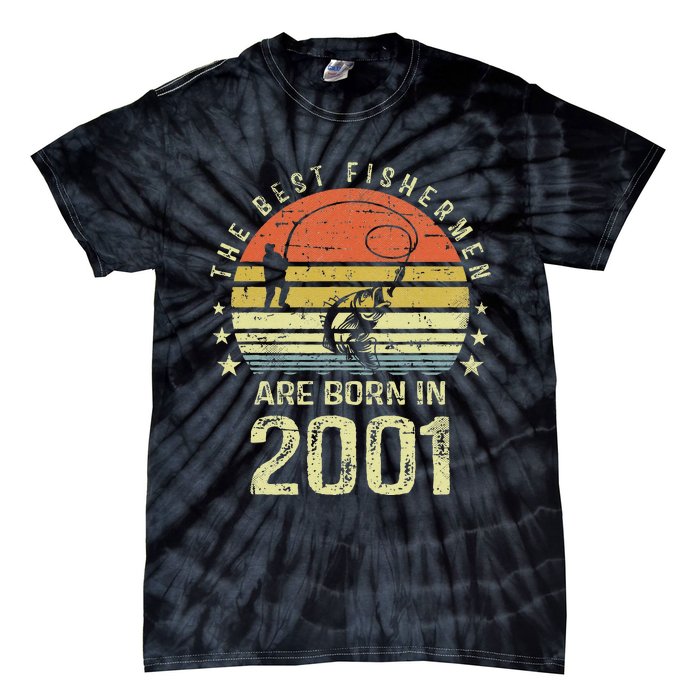 Best Fishermen Are Born In 2001 20th Birthday Fishing Gift Tie-Dye T-Shirt