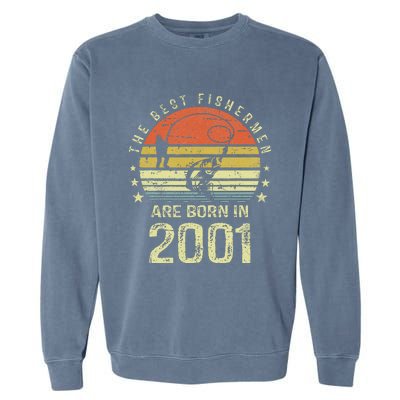 Best Fishermen Are Born In 2001 20th Birthday Fishing Gift Garment-Dyed Sweatshirt