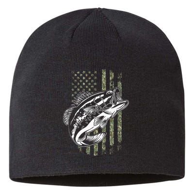 Bass Fishing American Camo Usa Flag Sustainable Beanie