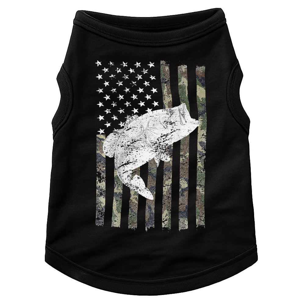 Bass Fishing American Camo USA Flag For Fisherman (On Back) Doggie Tank