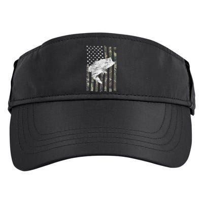 Bass Fishing American Camo USA Flag For Fisherman (On Back) Adult Drive Performance Visor