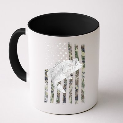 Bass Fishing American Camo USA Flag For Fisherman (On Back) Mug