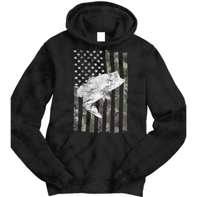Bass Fishing American Camo USA Flag For Fisherman (On Back) Tie Dye Hoodie