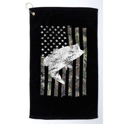 Bass Fishing American Camo USA Flag For Fisherman (On Back) Golf Towel