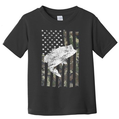 Bass Fishing American Camo USA Flag For Fisherman (On Back) Toddler T-Shirt