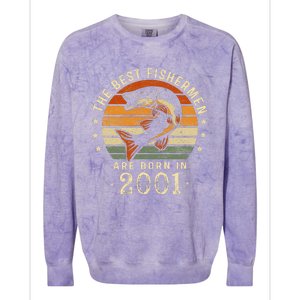 Best Fishermen Are Born In 2001 22nd Birthday Fishing Gifts Colorblast Crewneck Sweatshirt