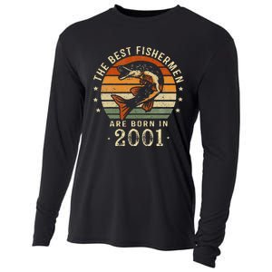 Best Fishermen Are Born In 2001 22nd Birthday Fishing Gifts Cooling Performance Long Sleeve Crew