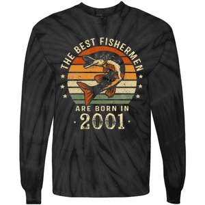 Best Fishermen Are Born In 2001 22nd Birthday Fishing Gifts Tie-Dye Long Sleeve Shirt