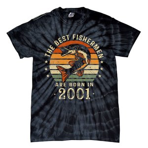 Best Fishermen Are Born In 2001 22nd Birthday Fishing Gifts Tie-Dye T-Shirt