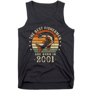 Best Fishermen Are Born In 2001 22nd Birthday Fishing Gifts Tank Top